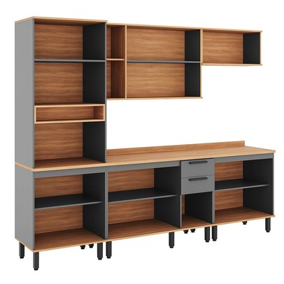Cozinha Completa Castanha 11 Portas 2 Gavetas 915443 Cinza/Freijó - Telasul