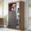 Cômoda Marabá 1 Porta 6 Gavetas com Espelho Jatoba/Grafite 309643 - Santos Andirá