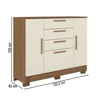 Cômoda Pinhais 2 Portas 4 Gavetas Jatoba/Areia - Santos Andirá