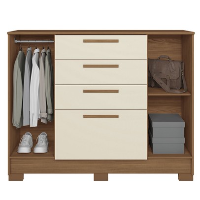 Cômoda Pinhais 2 Portas 4 Gavetas Jatoba/Areia - Santos Andirá