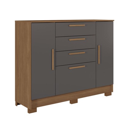 Cômoda Pinhais 2 Portas 4 Gavetas Jatoba/Grafite - Santos Andirá