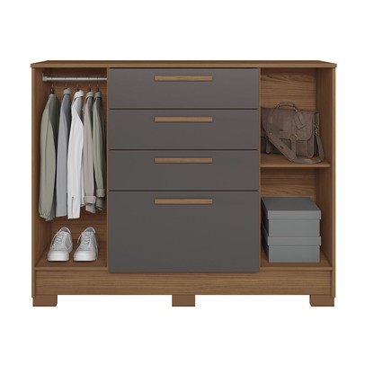 Cômoda Pinhais 2 Portas 4 Gavetas Jatoba/Grafite - Santos Andirá