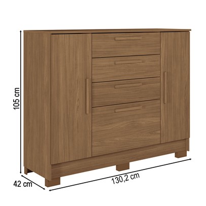 Cômoda Pinhais 2 Portas 4 Gavetas Jatoba- Santos Andirá
