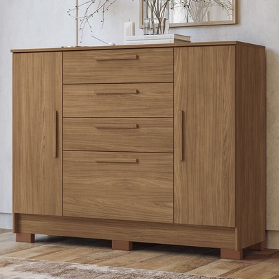 Cômoda Pinhais 2 Portas 4 Gavetas Jatoba- Santos Andirá