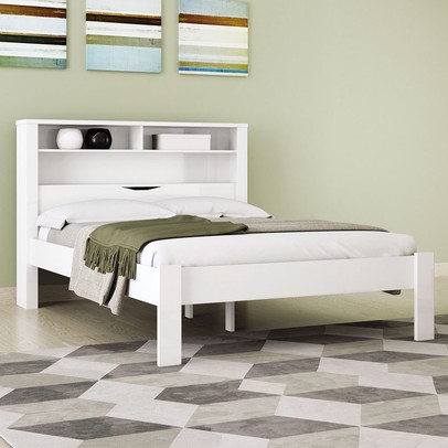 Cama Casal Invicta 1 Porta com Baú Branco - Santos Andirá