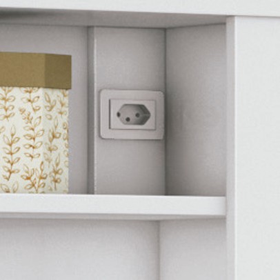 Cama Solteiro Invicta 1 Porta com Baú e Tomada Branco - Santos Andirá