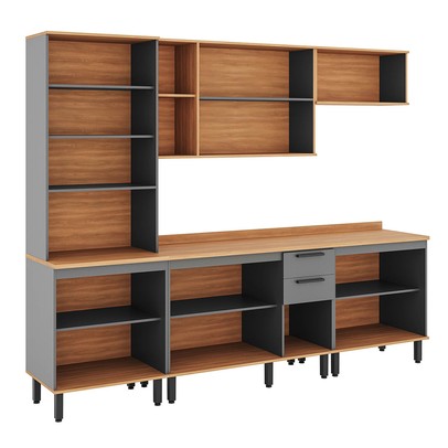 Cozinha Completa Castranha 12 Portas 2 Gavetas Cinza/Freijó - Telasul