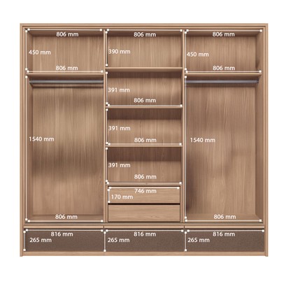 Guarda-Roupa Casal Milan 3 Portas 5 Gavetas com Espelho Wood/Terracota - Santos Andirá