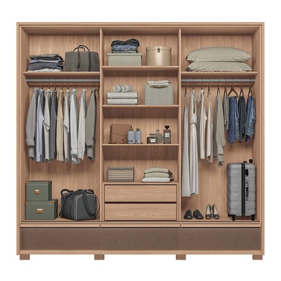 Guarda-Roupa Casal Milan 3 Portas 5 Gavetas com Espelho Wood/Terracota 163612 - Santos Andirá