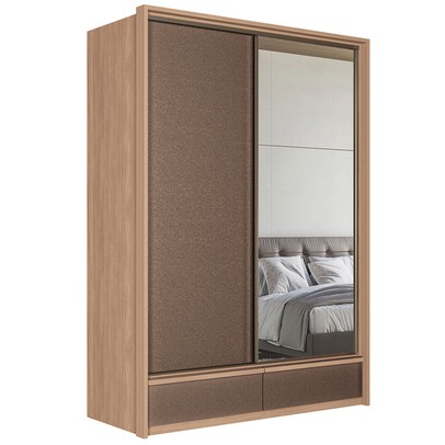 Guarda-Roupa Solteiro Volpe 2 Portas 4 Gavetas com Espelho Wood/Terracota - Santos Andirá