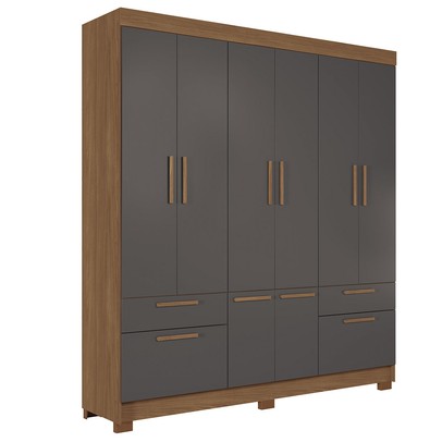 Guarda-Roupa Casal Curitiba 8 Portas 4 Gavetas Jatoba/Grafite - Santos Andirá