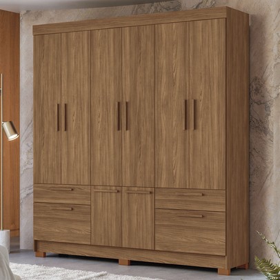 Guarda-Roupa Casal Curitiba 8 Portas 4 Gavetas Jatoba - Santos Andirá