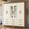 Guarda-Roupa Casal Colombo 6 Portas 9 Gavetas com Espelho Jatoba/Areia - Santos Andirá