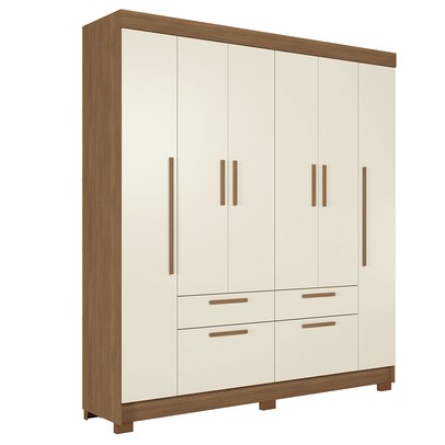 Guarda-Roupa Casal Gurapuava 6 Portas 4 Gavetas Jatoba/Areia - Santos Andirá