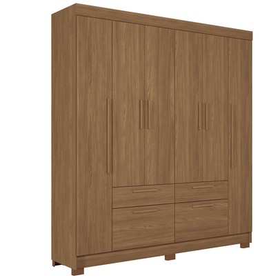 Guarda-Roupa Casal Gurapuava 6 Portas 4 Gavetas Jatoba - Santos Andirá