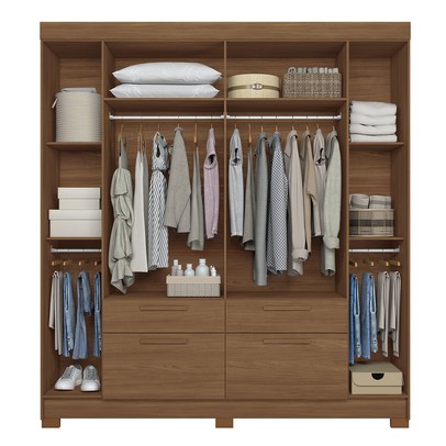 Guarda-Roupa Casal Gurapuava 6 Portas 4 Gavetas Jatoba - Santos Andirá