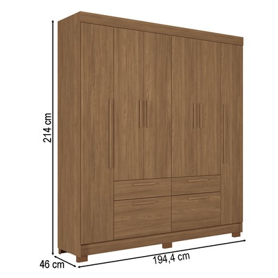Guarda-Roupa Casal Gurapuava 6 Portas 4 Gavetas Jatoba - Santos Andirá