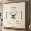Guarda-Roupa Casal 6 Portas 4 Gavetas com Espelho Jatoba/Areia - Santos Andirá