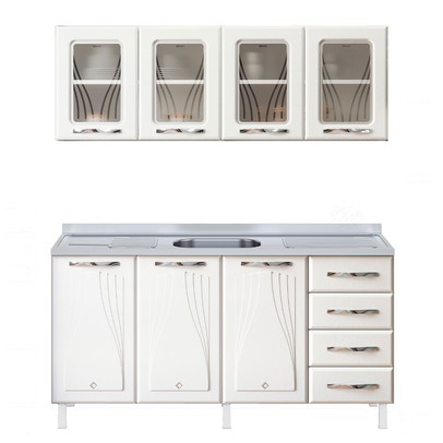 Cozinha Compacta de Aço Star New 7 Portas 4 Gavetas com Vidro Branco - Telasul
