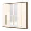 Guarda-Roupa Casal Jade 6 Portas 3 Gavetas com Espelho Rústico/Off White - Henn