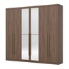 Guarda-Roupa Casal Jade 6 Portas 3 Gavetas com Espelho Castanho - Henn