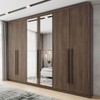 Guarda-Roupa Casal Jade 6 Portas 3 Gavetas com Espelho Castanho - Henn