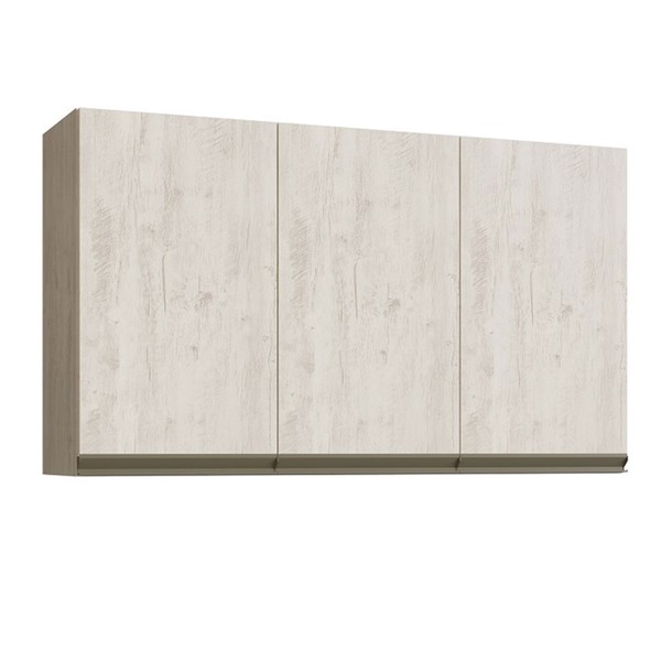 Armário Aéreo Cozinha Greta 3 Portas 3 Prateleiras Crema - Irm Móveis