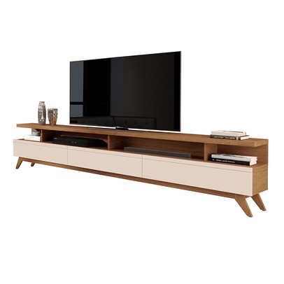 Rack para TV 86 Polegadas Vivare 3 Gavetas Freijó/Off White - Giga Móveis