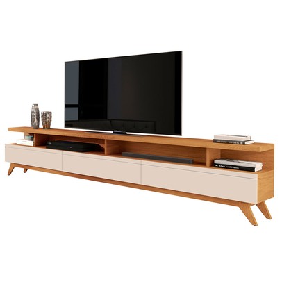 Rack para TV 86 Polegadas Vivare 3 Gavetas Nature/Off White - Giga Móveis