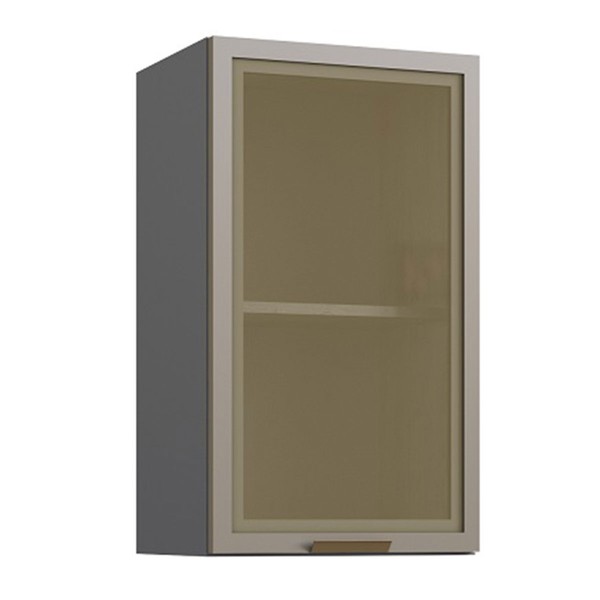 Armário Aéreo Cozinha Greta 1 Porta 1 Prateleira com Vidro Cinza - Irm Móveis