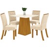 Mesa de Jantar 4 Lugares Carina Nature/Off White/Linho Se79 - Pnr Móveis