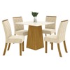 Mesa de Jantar 4 Lugares Alcaida Nature/Off White/Linho - Pnr Móveis