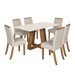 Mesa de Jantar 6 Lugares Sales com Vidro Nature/Off White/Linho - Pnr Móveis