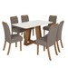 Mesa de Jantar 6 Lugares Sales/Bella com Vidro Nature/Off White/Amêndoa - Pnr Móveis