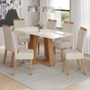 Mesa de Jantar 6 Lugares Sales/Bella com Vidro Nature/Off White/Linho - Pnr Móveis