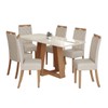 Mesa de Jantar 6 Lugares Sales/Bella com Vidro Nature/Off White/Linho - Pnr Móveis