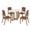 Mesa de Jantar 4 Lugares Valentina/Milla com Vidro Nature/Off White/Caramelo - Pnr Móveis