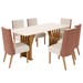 Mesa de Jantar 6 Lugares Lívia com Vidro Nature/Courino/Linho - Pnr Móveis