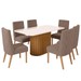 Mesa de Jantar 6 Lugares Luana com Vidro Nature/Off White/Amêndoa - Pnr Móveis