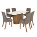 Mesa de Jantar 6 Lugares Luana com Vidro Nature/Off White/Cacau - Pnr Móveis