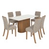 Mesa de Jantar 6 Lugares Luana com Vidro Nature/Off White/Creme - Pnr Móveis