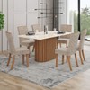 Mesa de Jantar 6 Lugares Luana com Vidro Nature/Off White/Creme - Pnr Móveis