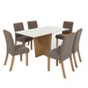 Mesa de Jantar 6 Lugares Nicole/Vita com Vidro Nature/Off White/Bege - Pnr Móveis