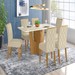 Mesa de Jantar 6 Lugares Nicole/Vita com Vidro Nature/Off White/Linho - Pnr Móveis