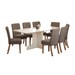 Mesa de Jantar 8 Lugares Amara com Vidro Nature/Off White/Amêndoa - Pnr Móveis