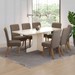 Mesa de Jantar 8 Lugares Amara com Vidro Nature/Off White/Amêndoa - Pnr Móveis