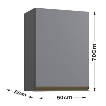 Armário Aéreo Cozinha Greta 1 Porta Cinza - Irm Móveis