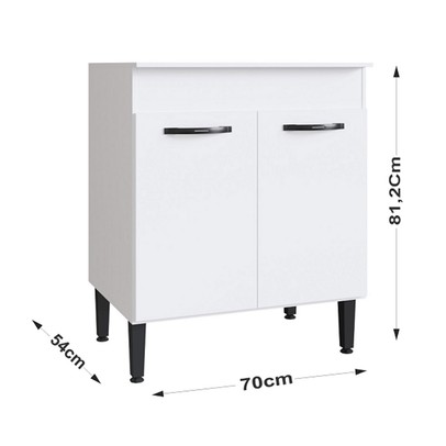 Balcão de Cozinha Light 2 Portas 1 Prateleira Branco - Irm Móveis