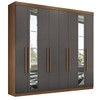 Guarda-Roupa Casal Master New 8 Portas 4 Gavetas com Espelho Jatoba/Grafite 16324 - Santos Andirá