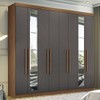 Guarda-Roupa Casal Master New 8 Portas 4 Gavetas com Espelho Jatoba/Grafite 16324 - Santos Andirá